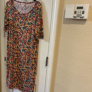 LuLaRoe Multicolor Abstract Midi Dress